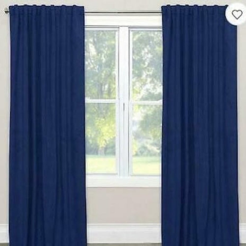 SKYLINE Velvet 84-Inch Rod Pocket/Back Tab Window Curtain Panel in Navy